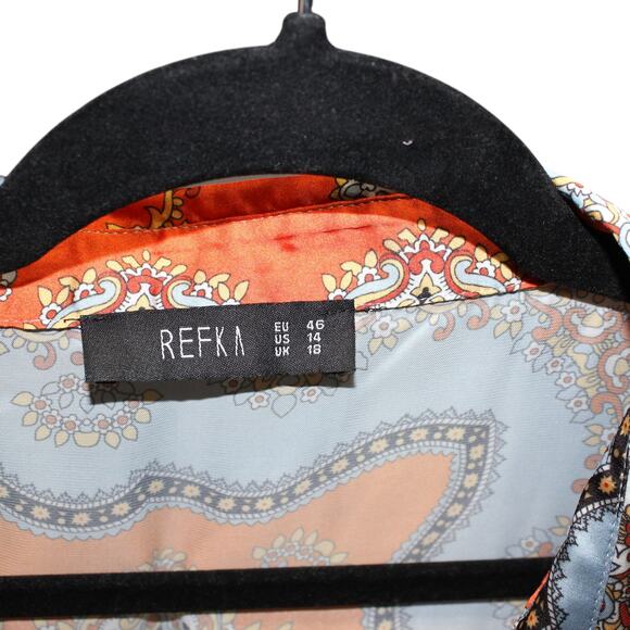 Refka Satin Tunic Blue & Orange Size 14 - Picture 6 of 6